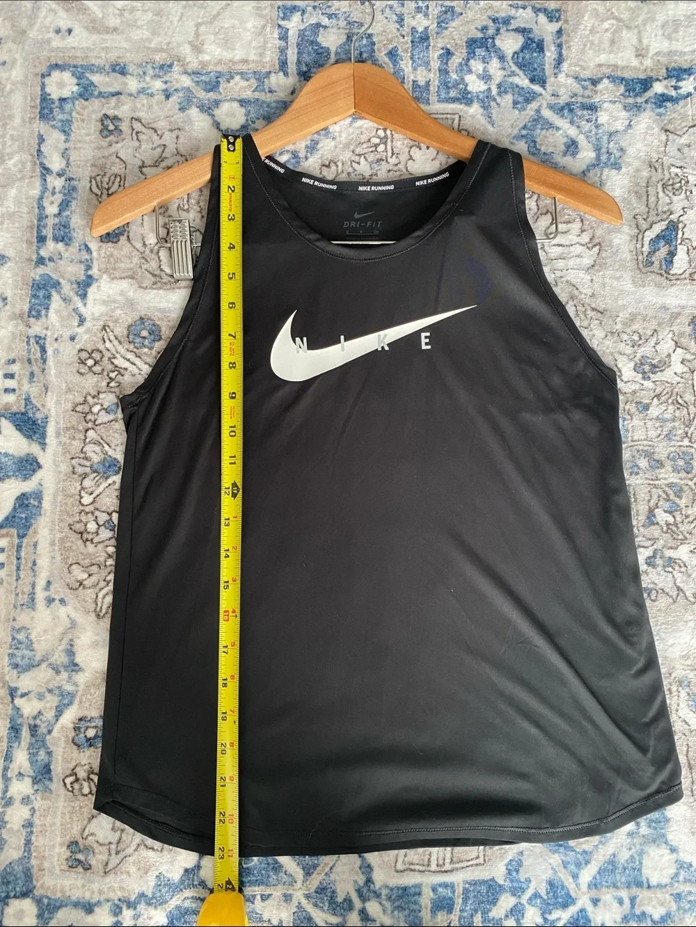 Nike Black Dri-Fit Running Tank Top with White Swoosh